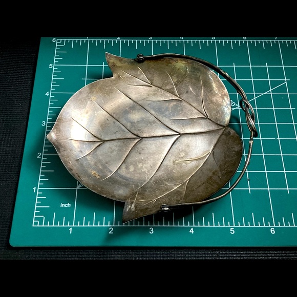 Sterling Art Deco Leaf Dish Tray *RARE* 998 Silver Japanese Vintage Asahi Shoten - Picture 2 of 9